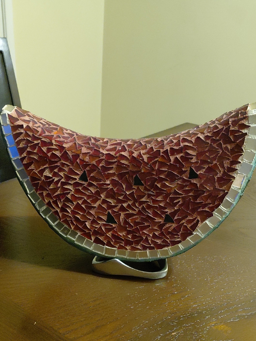 WATERMELON MOSAIC GLASS WITH STAND. GOOD CONDITION.…